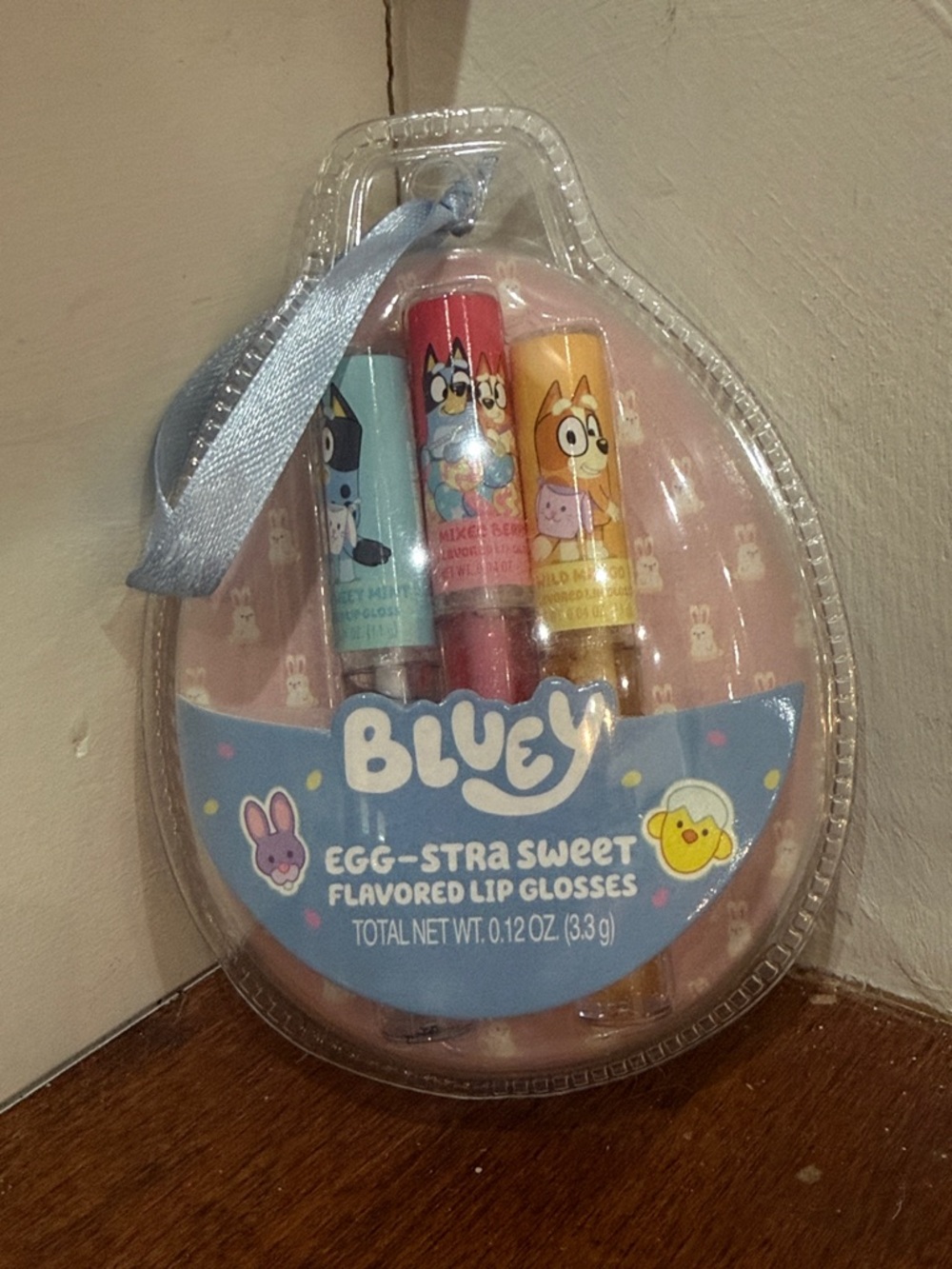 NWT Bluey Egg-Stra Sweet Flavored Lip Glosses - Pastel Trio